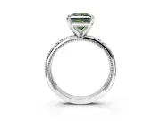 Solitaire Engagement Ring Setting for Fancy Green Princess Cut Center with Milgrain X Pattern Band and Prong Head in Sterling Silver