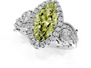 Milgrain Halo Engagement Ring Setting for Fancy Yellow Marquise Center with Shoulder Bezels and Prong Head in Sterling Silver