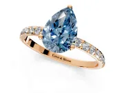Solitaire Engagement Ring Setting for Fancy Blue Pear-Shaped Center with Fine Pave Accents and Prong Head in Rose Gold