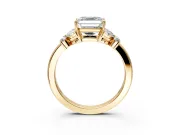 Solitaire Engagement Ring Setting for Asscher Cut Center with Marquise Flower Shoulders and Prong Head in Yellow Gold