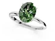 Hidden Halo Engagement Ring Setting for Fancy Green Oval Center with Thin Round-Wire Band and Prong Head in Sterling Silver
