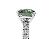 Solitaire Engagement Ring Setting for Fancy Green Radiant Cut Center with Large Accents and Prong Head in Sterling Silver