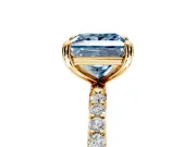 Solitaire Engagement Ring Setting for Fancy Blue Princess Cut Center with Pave Accents and Prong Head in Yellow Gold