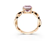 Solitaire Engagement Ring Setting for Fancy Pink Asscher Cut Center with Twisted Pave Band and Prong Head in Rose Gold