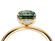 Solitaire Engagement Ring Setting for Fancy Green Radiant Cut Center with Plain Band, Open Basket and Prong Head in Yellow Gold