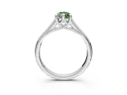 Solitaire Engagement Ring Setting for Fancy Green Pear-Shaped Center with Cathedral Band and Prong Head in Sterling Silver