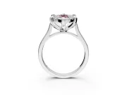 Single Halo Engagement Ring Setting for Fancy Pink Marquise Center with Corner Claws, Plain Band and Prong Head in Platinum