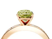 Solitaire Engagement Ring Setting for Fancy Yellow Radiant Cut Center with Channel Baguette Band and Prong Head in Rose Gold