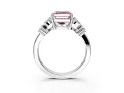 Floral Engagement Ring Setting for Fancy Pink Princess Cut Center with Marquise Cluster Shoulders and Prong Head in Sterling Silver