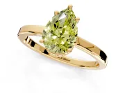 Hidden Halo Engagement Ring Setting for Fancy Yellow Pear-Shaped Center with Wide Flat Plain Band and Prong Head in Yellow Gold