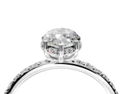 Hidden Halo Engagement Ring Setting for Marquise Center with Pave Band and Prong Head in Sterling Silver