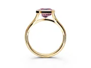 Solitaire Engagement Ring Setting for Fancy Pink Asscher Cut Center with V Split Shank and Bezel Head in Yellow Gold