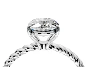Solitaire Engagement Ring Setting for Oval Center with 2-Strand Rope Twist Band and Prong Head in Platinum