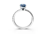 Solitaire Engagement Ring Setting for Fancy Blue Radiant Cut Center with Large Accents and Prong Head in Platinum