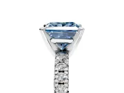 Solitaire Engagement Ring Setting for Fancy Blue Princess Cut Center with Large Accents and Prong Head in Platinum