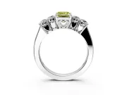 5 Stone Engagement Ring Setting for Fancy Yellow Emerald Cut Center with Equal Close-Set Accents and Prong Head in Sterling Silver