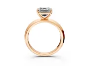 Solitaire Engagement Ring Setting for Asscher Cut Center with Wide Knife Ridge Band and Prong Head in Rose Gold