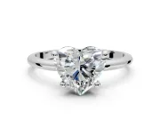 Minimalist Solitaire Engagement Ring Setting for Heart-Shaped Center with Thin Band and Prong Head in Platinum
