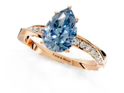Side Accent Engagement Ring Setting for Fancy Blue Pear-Shaped Center with Accent Shoulders and Prong Head in Rose Gold