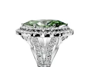 Double Halo Engagement Ring Setting for Fancy Green Marquise Center with Narrow Pave Split Shank and Prong Head in White Gold