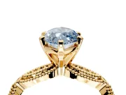 Solitaire Engagement Ring Setting for Fancy Blue Marquise Center with Marquise Panel Band and Prong Head in Yellow Gold