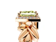 Halo Engagement Ring Setting for Fancy Yellow Princess Cut Center with Floral Band and Prong Head in Rose Gold