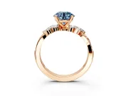 Solitaire Engagement Ring Setting for Fancy Blue Round Cut Center with Marquise Accent Twist Band and Prong Head in Rose Gold