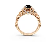 Solitaire Engagement Ring Setting for Fancy Black Oval Center with Filigree Band and Prong Head in Rose Gold