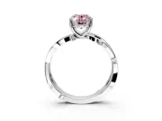 Solitaire Engagement Ring Setting for Fancy Pink Oval Center with Pave and Plain Crossover Band and Prong Head in Platinum