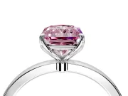 Solitaire Engagement Ring Setting for Fancy Pink Radiant Cut Center with Thin Rounded Plain Band and Prong Head in White Gold
