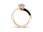 Solitaire Engagement Ring Setting for Round Cut Center with Single Row Accent Band and Prong Head in Rose Gold