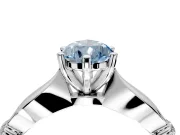 Solitaire Engagement Ring Setting for Fancy Blue Pear-Shaped Center with Carved Leaf Shoulders and Prong Head in Sterling Silver