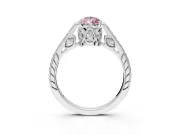Cathedral Engagement Ring Setting for Fancy Pink Pear-Shaped Center with Antique-Style Pave Band and Prong Head in Platinum