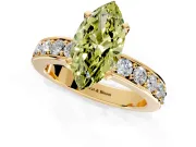 Solitaire Engagement Ring Setting for Fancy Yellow Marquise Center with Channel-Set Accents and Prong Head in Yellow Gold