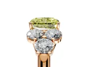 Cluster Engagement Ring Setting for Fancy Yellow Radiant Cut Center with Round Cut Accent Frame and Prong Head in Rose Gold