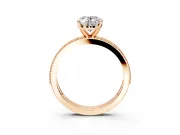 Milgrain Pave Engagement Ring Setting for Oval Center with Accent Band and Prong Head in Rose Gold