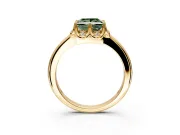 Floral Frame Engagement Ring Setting for Fancy Green Princess Cut Center with Accent Clusters and Prong Head in Yellow Gold