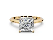 Solitaire Engagement Ring Setting for Princess Cut Center with Knife Ridge Band and Claw Prong Head in Yellow Gold
