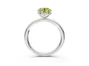 Hidden Halo Engagement Ring Setting for Fancy Yellow Round Cut Center with Thin Rounded Band and Prong Head in Sterling Silver