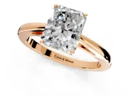 Solitaire Engagement Ring Setting for Radiant Cut Center with Open Cathedral Shoulders and Prong Head in Rose Gold