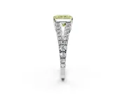 Solitaire Engagement Ring Setting for Fancy Yellow Radiant Cut Center with Pave Split Shank and Prong Head in Platinum