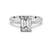 Solitaire Engagement Ring Setting for Emerald Cut Center with Wide Knife Ridge Band and Prong Head in Sterling Silver