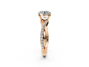 Crossover Engagement Ring Setting for Round Cut Center with Pave and Plain Strands and Prong Head in Rose Gold