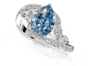 Solitaire Engagement Ring Setting for Fancy Blue Pear-Shaped Center with Pave Bypass Twist Band and Prong Head in Sterling Silver