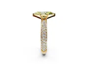 Solitaire Engagement Ring Setting for Fancy Yellow Marquise Center with Domed Multi-Row Pave Band and Prong Head in Yellow Gold