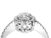Accent Halo Engagement Ring Setting for Marquise Center with Full-Length Pave Band and Prong Head in Platinum