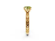 Solitaire Engagement Ring Setting for Fancy Yellow Round Cut Center with XO Engraved Band and Prong Head in Yellow Gold