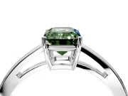Solitaire Engagement Ring Setting for Fancy Green Emerald Cut Center with Open Cathedral Shoulders and Prong Head in Sterling Silver