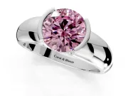 Tension Engagement Ring Setting for Fancy Pink Round Cut Center with Wide Flat Band and Tension Head in Sterling Silver