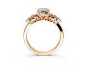 Cluster Engagement Ring Setting for Radiant Cut Center with 2-Row Shoulder Clusters and Prong Head in Rose Gold